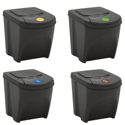 Stackable Garbage Bin Boxes 4 pcs Grey 100 L Polypropylene