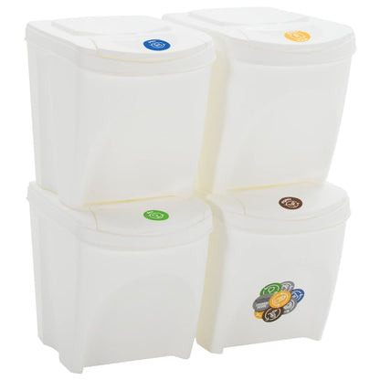 Stackable Garbage Bin Boxes 4 pcs White 100 L Polypropylene