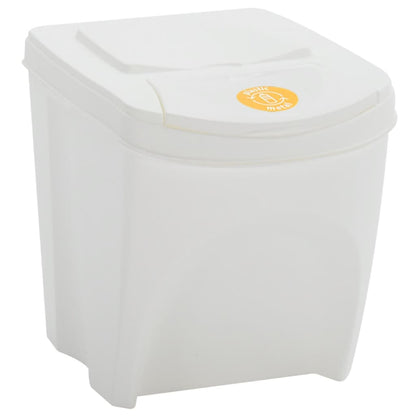 Stackable Garbage Bin Boxes 4 pcs White 100 L Polypropylene