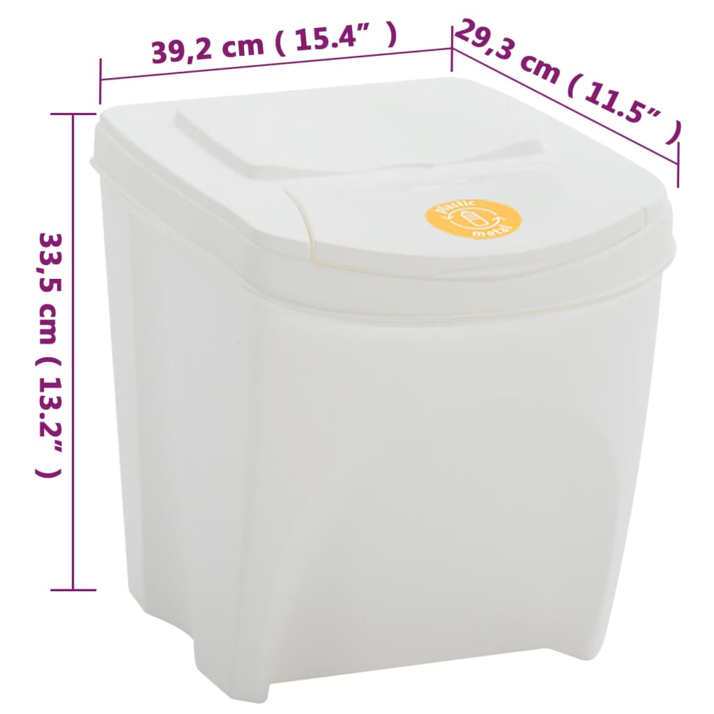 Stackable Garbage Bin Boxes 4 pcs White 100 L Polypropylene