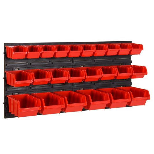 26 Piece Workshop Shelf Set Red and Black 77x39cm Polypropylene