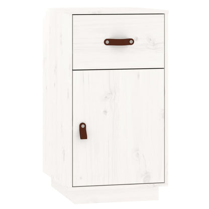 Dressing Table Set with LED White Solid Wood Pine