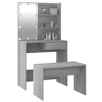 Dressing Table Set with LED Grey Sonoma Engineered Wood