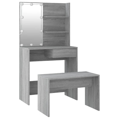 Dressing Table Set with LED Grey Sonoma Engineered Wood