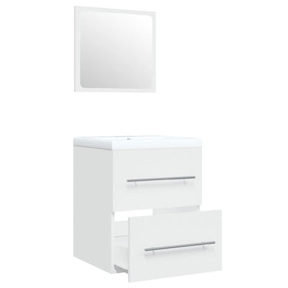 Sink Cabinet with Built-in Basin White Engineered Wood