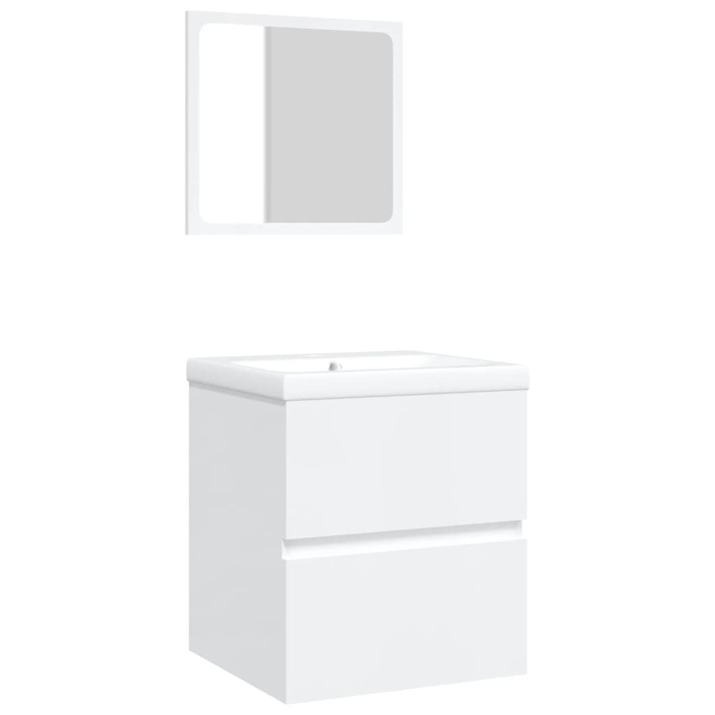 Bathroom Sink Cabinet with Basin and Mirror White