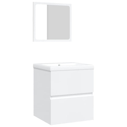 Bathroom Sink Cabinet with Basin and Mirror White