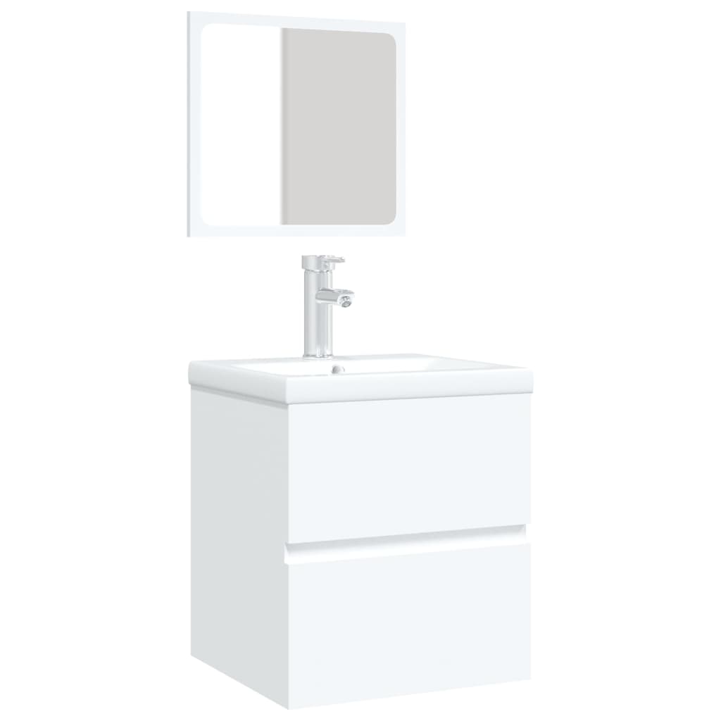 Bathroom Sink Cabinet with Basin and Mirror White
