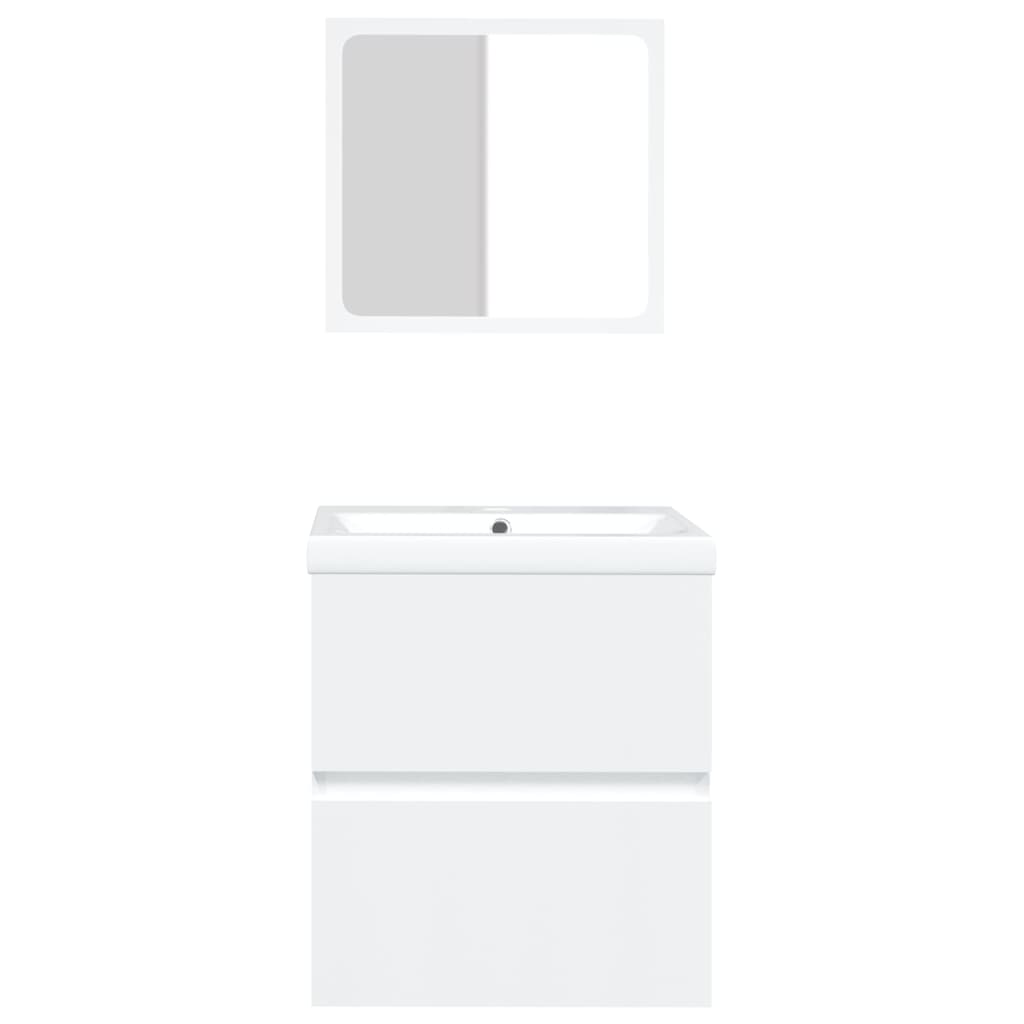 Bathroom Sink Cabinet with Basin and Mirror White