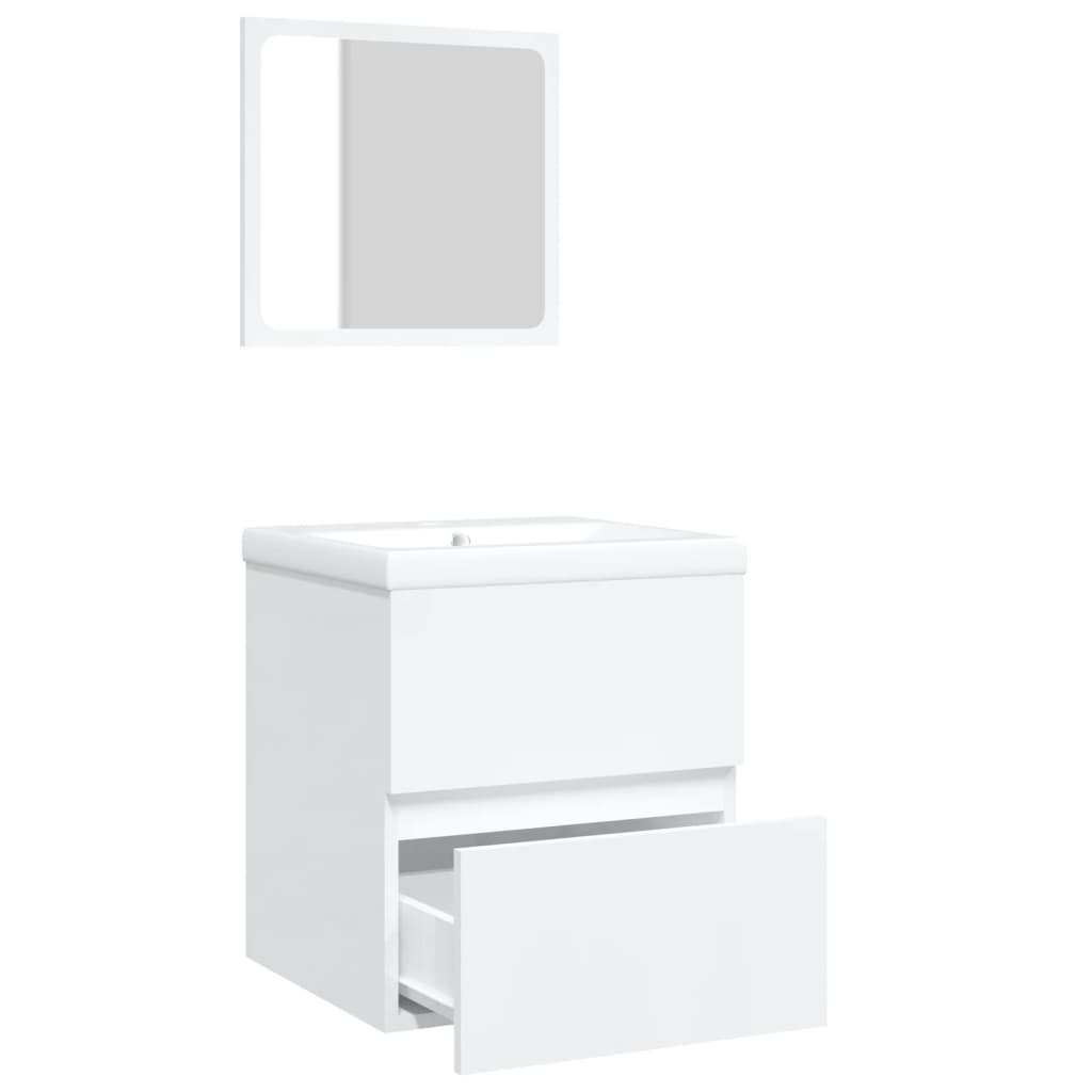 Bathroom Sink Cabinet with Basin and Mirror White