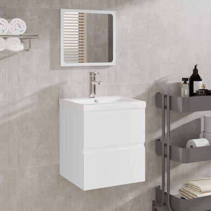 Bathroom Sink Cabinet with Basin and Mirror White