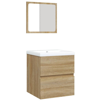 Bathroom Sink Cabinet with Basin and Mirror Sonoma Oak