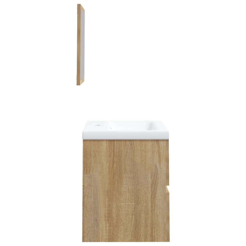 Bathroom Sink Cabinet with Basin and Mirror Sonoma Oak
