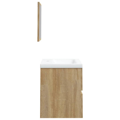 Bathroom Sink Cabinet with Basin and Mirror Sonoma Oak