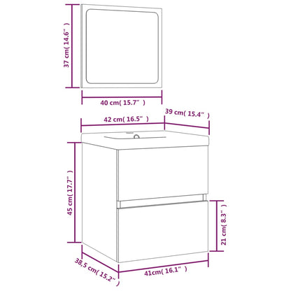 Bathroom Sink Cabinet with Basin and Mirror Sonoma Oak