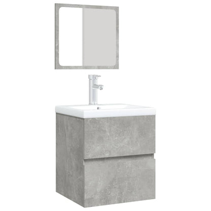Bathroom Sink Cabinet with Basin and Mirror Concrete Grey
