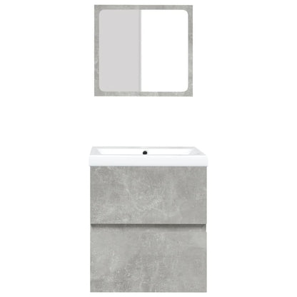 Bathroom Sink Cabinet with Basin and Mirror Concrete Grey