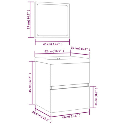 Bathroom Sink Cabinet with Basin and Mirror Concrete Grey