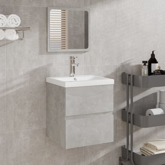 Bathroom Sink Cabinet with Basin and Mirror Concrete Grey