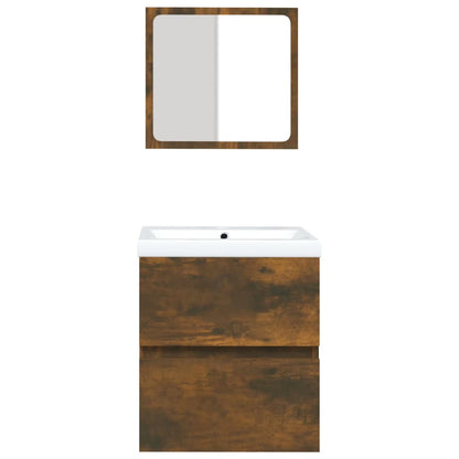 Bathroom Sink Cabinet with Basin and Mirror Smoked Oak