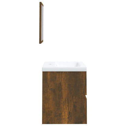 Bathroom Sink Cabinet with Basin and Mirror Smoked Oak