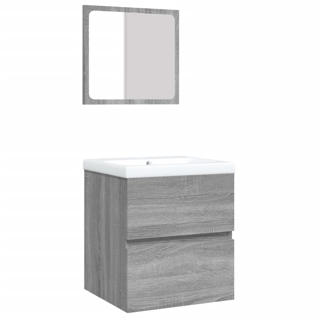 Bathroom Sink Cabinet with Basin and Mirror Grey Sonoma