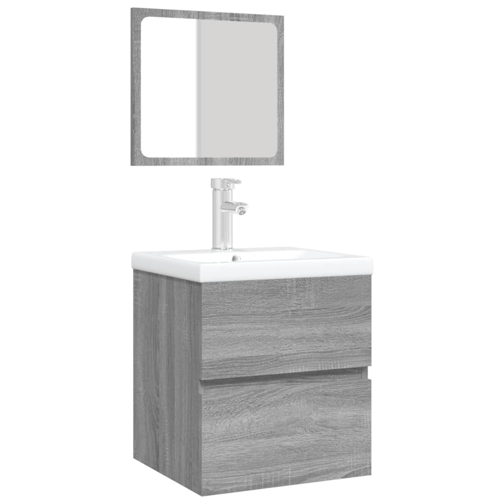 Bathroom Sink Cabinet with Basin and Mirror Grey Sonoma
