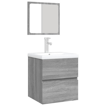 Bathroom Sink Cabinet with Basin and Mirror Grey Sonoma