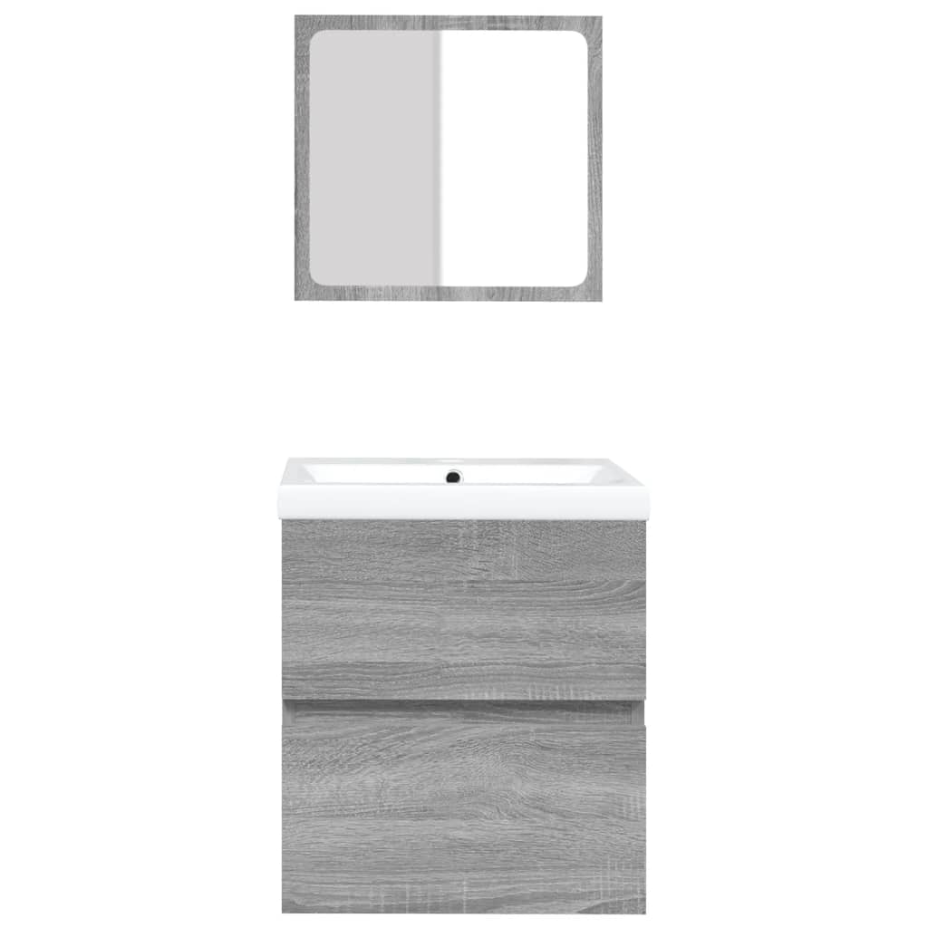 Bathroom Sink Cabinet with Basin and Mirror Grey Sonoma
