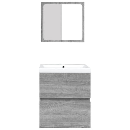 Bathroom Sink Cabinet with Basin and Mirror Grey Sonoma