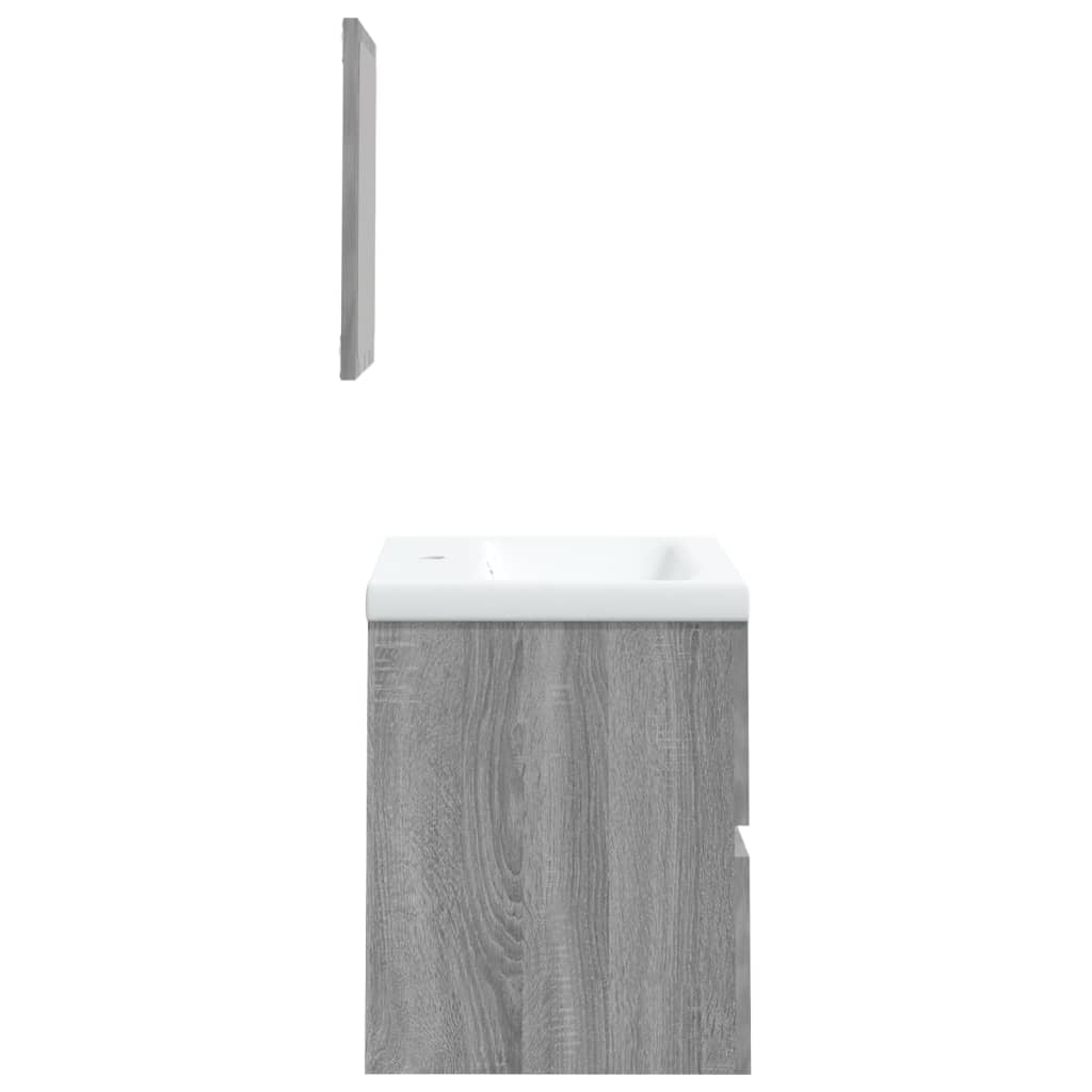 Bathroom Sink Cabinet with Basin and Mirror Grey Sonoma