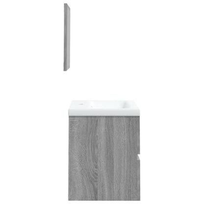 Bathroom Sink Cabinet with Basin and Mirror Grey Sonoma