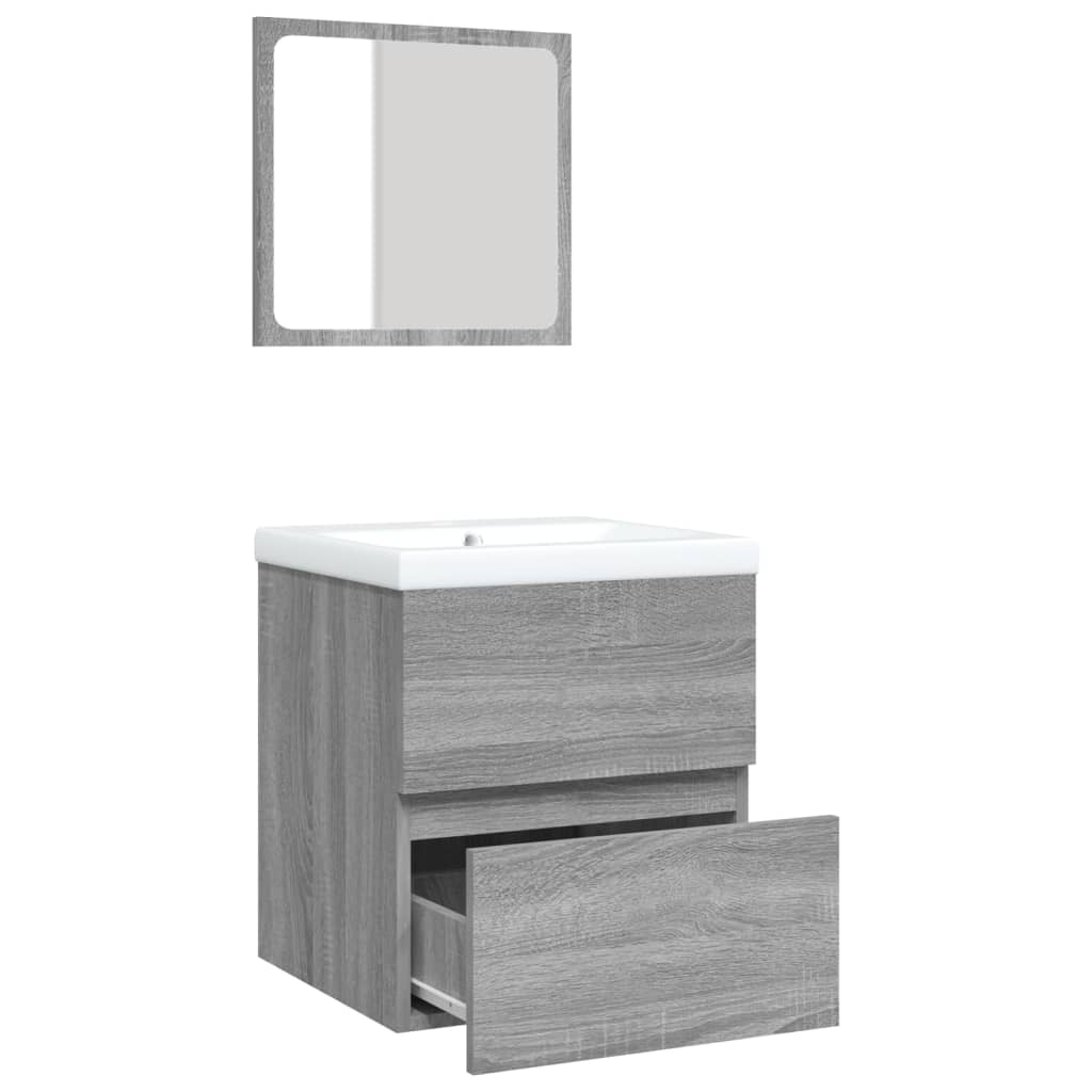 Bathroom Sink Cabinet with Basin and Mirror Grey Sonoma