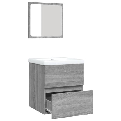 Bathroom Sink Cabinet with Basin and Mirror Grey Sonoma