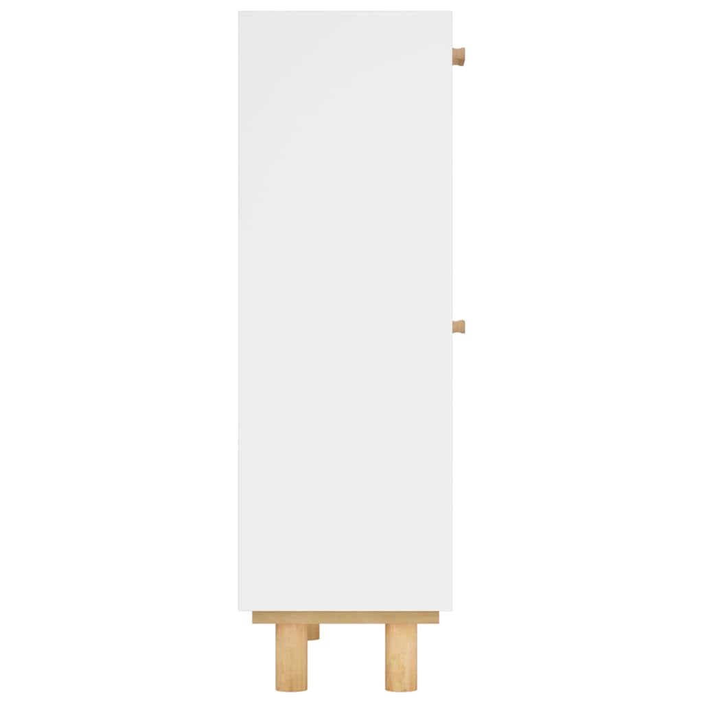 Shoe Cabinet White 52x25x80 cm Engineered Wood&Natural Rattan