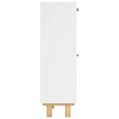 Shoe Cabinet White 52x25x80 cm Engineered Wood&Natural Rattan