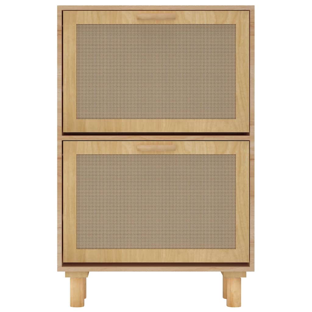 Shoe Cabinet Brown 52x25x80 cm Engineered Wood&Natural Rattan
