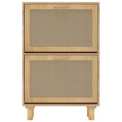 Shoe Cabinet Brown 52x25x80 cm Engineered Wood&Natural Rattan