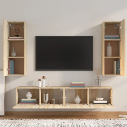 4 Piece TV Cabinet Set Sonoma Oak Engineered Wood
