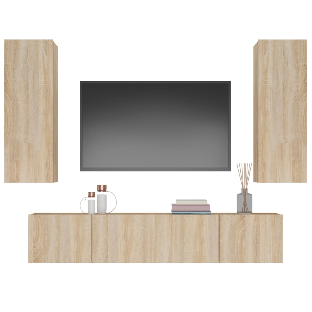 4 Piece TV Cabinet Set Sonoma Oak Engineered Wood