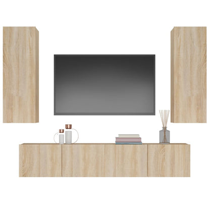 4 Piece TV Cabinet Set Sonoma Oak Engineered Wood