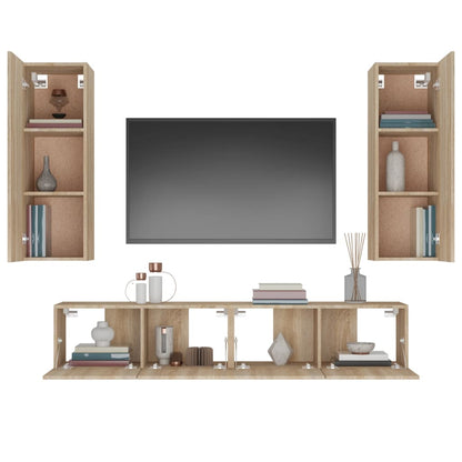 4 Piece TV Cabinet Set Sonoma Oak Engineered Wood