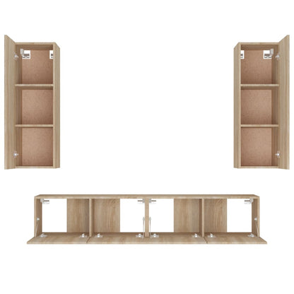 4 Piece TV Cabinet Set Sonoma Oak Engineered Wood