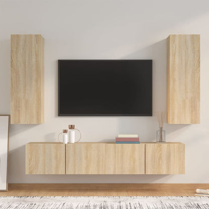 4 Piece TV Cabinet Set Sonoma Oak Engineered Wood