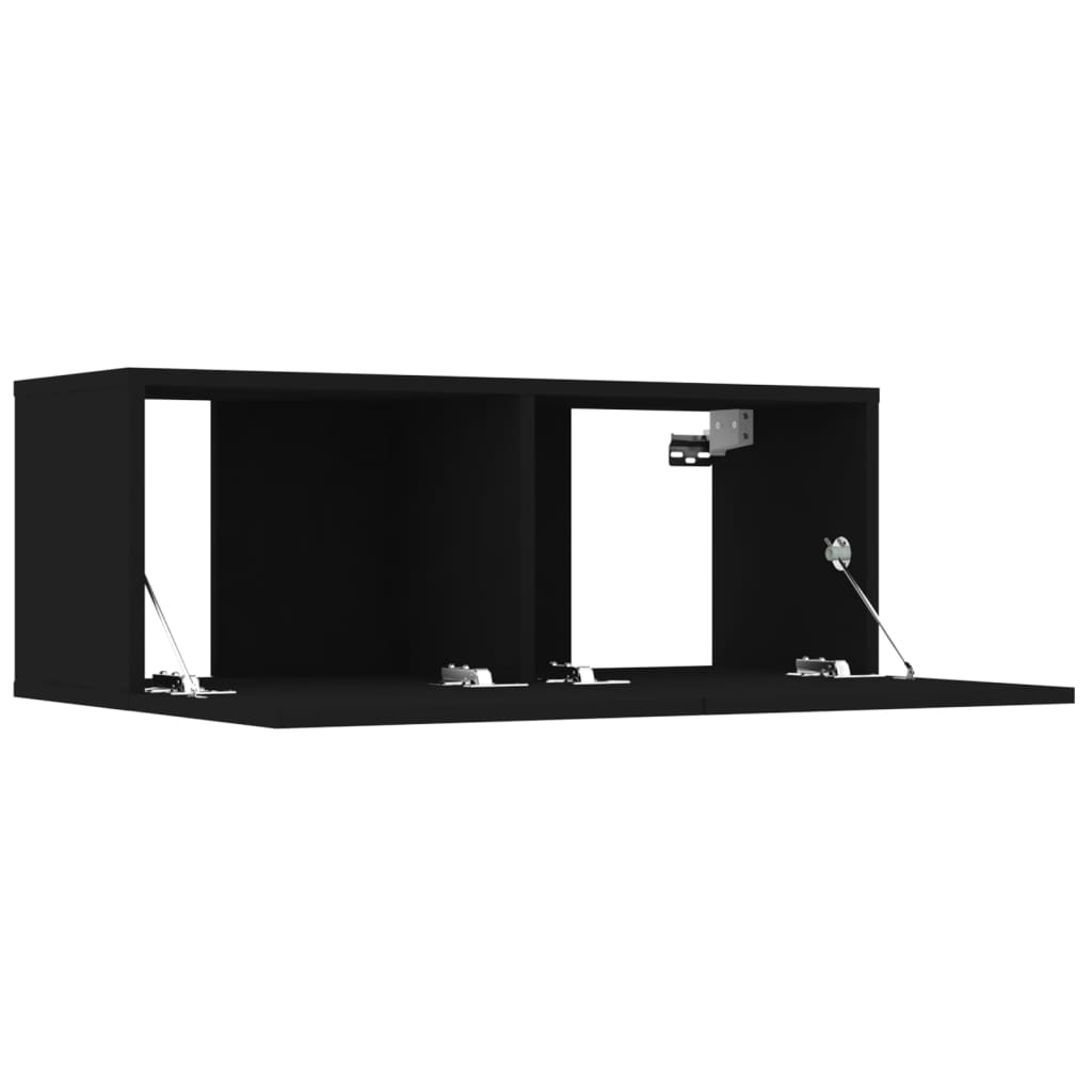 6 Piece TV Cabinet Set Black Engineered Wood