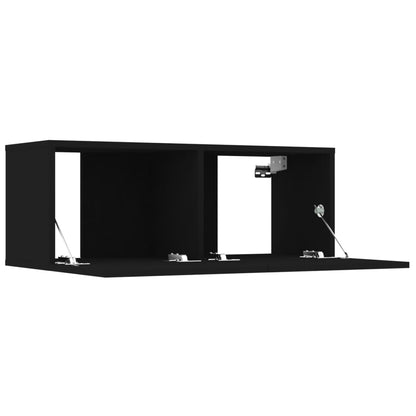 6 Piece TV Cabinet Set Black Engineered Wood