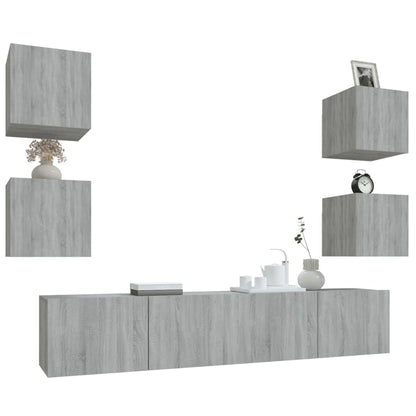 6 Piece TV Cabinet Set Grey Sonoma Engineered Wood