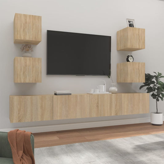 6 Piece TV Cabinet Set Sonoma Oak Engineered Wood