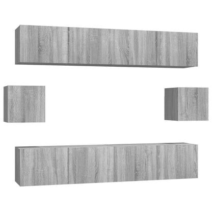 6 Piece TV Cabinet Set Grey Sonoma Engineered Wood