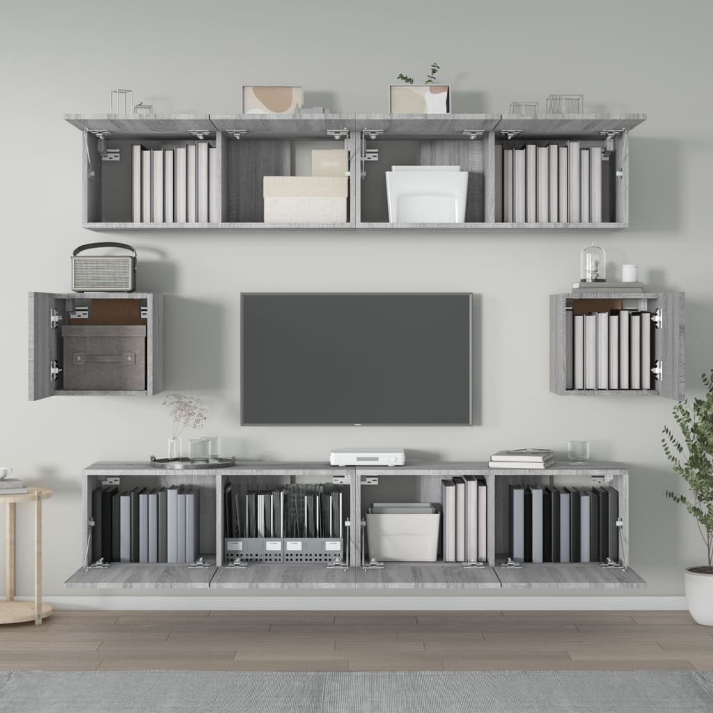 6 Piece TV Cabinet Set Grey Sonoma Engineered Wood